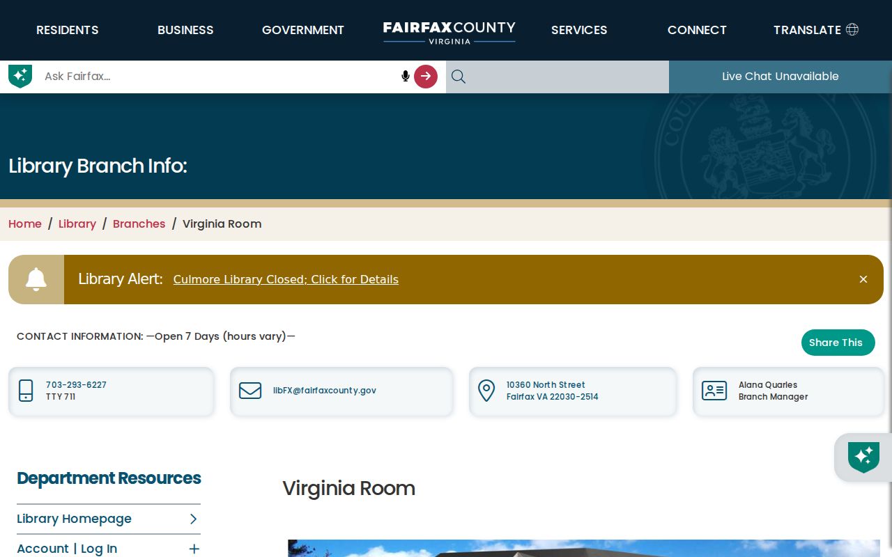 Chantilly city directory research at the Fairfax Virginia Room