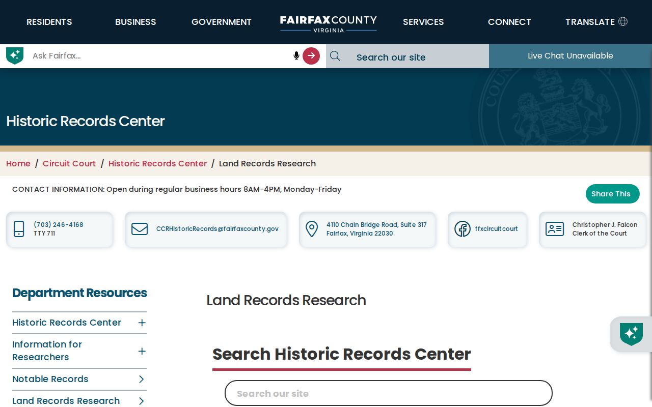 Chantilly past residents deed research at Fairfax Historic Records Center