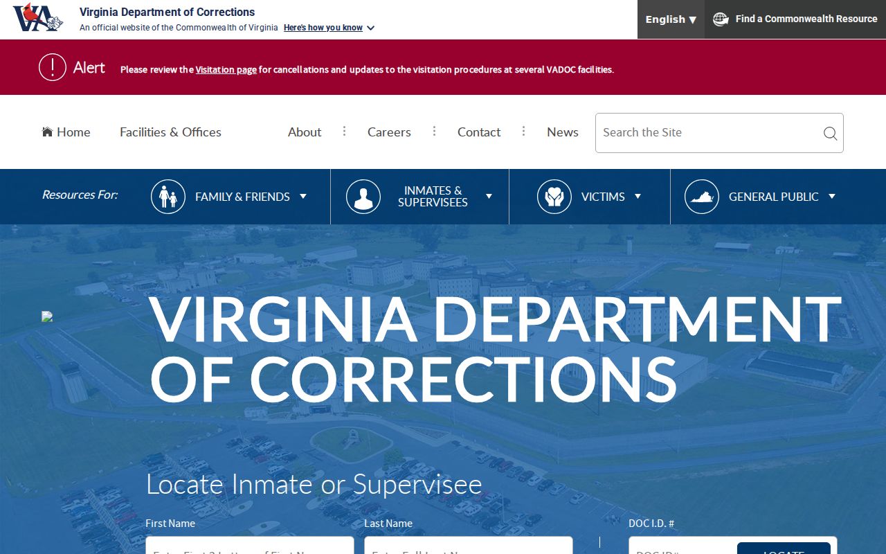 Chantilly resident lookup Virginia Department of Corrections locator