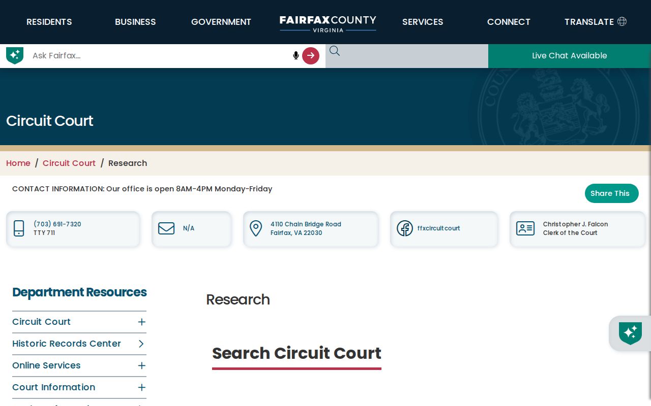 Chantilly residents directory Fairfax land records research