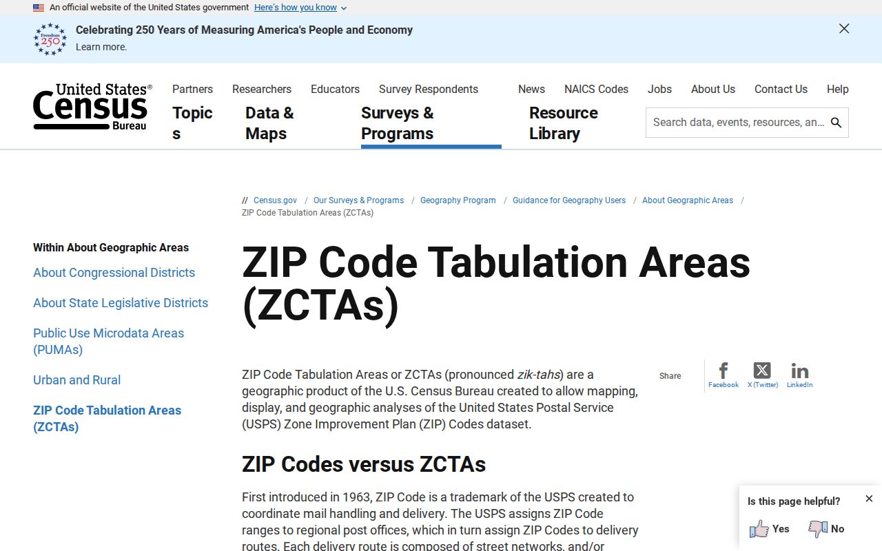 Chantilly ZIP code directory Census ZCTA guidance